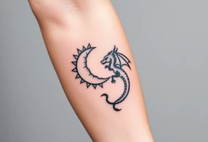 sun and moon in constellation with dragon tattoo idea