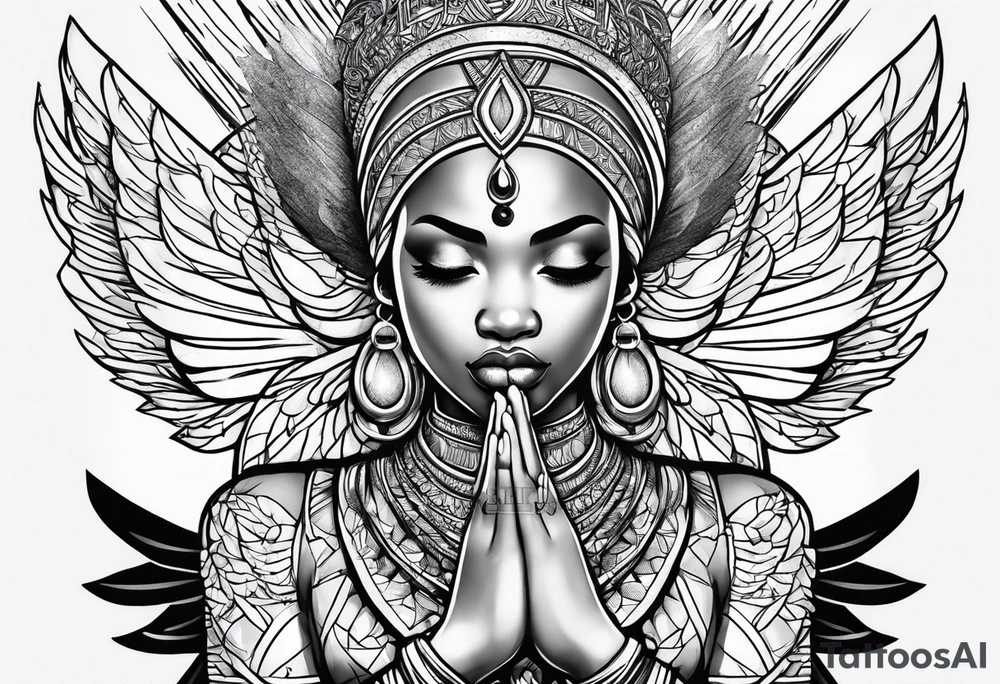 african praying angel tattoo idea