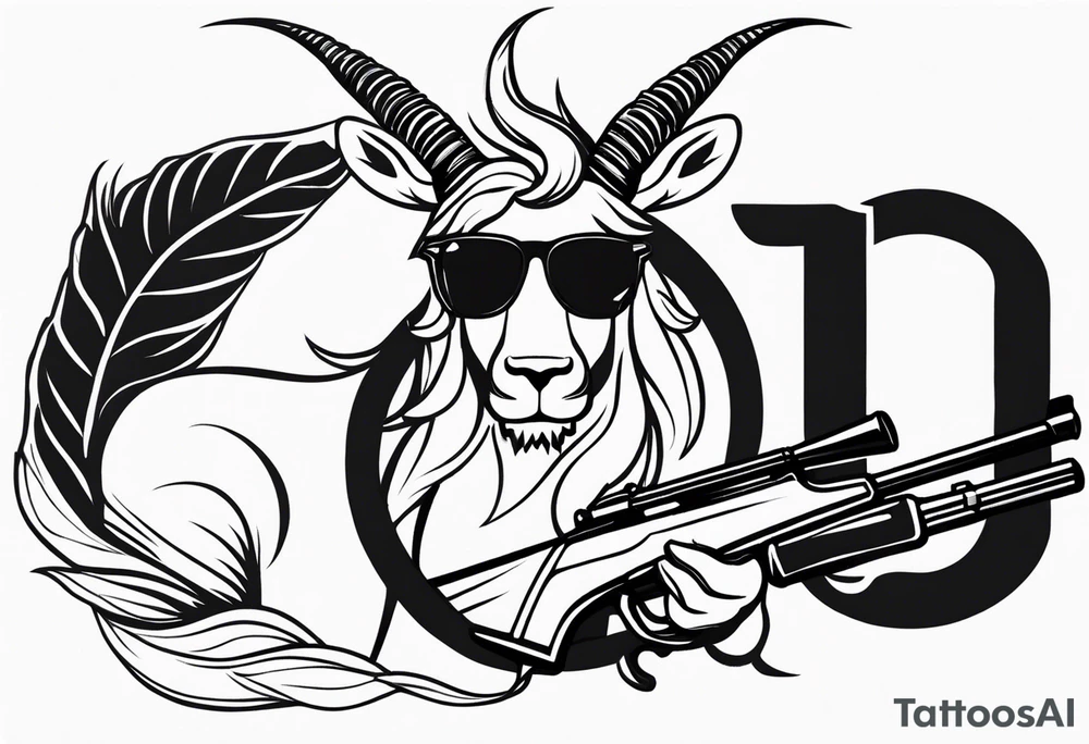 capricorn with sunglasses and shotgun tattoo idea