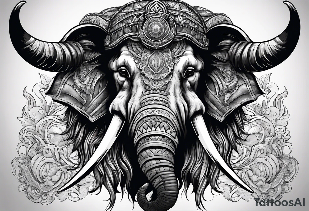 berserk strong mammoth head centerpiece tattoo idea