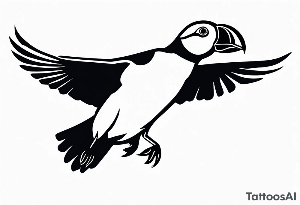 a black flying puffin 
 -  forarm Tattoo tattoo idea