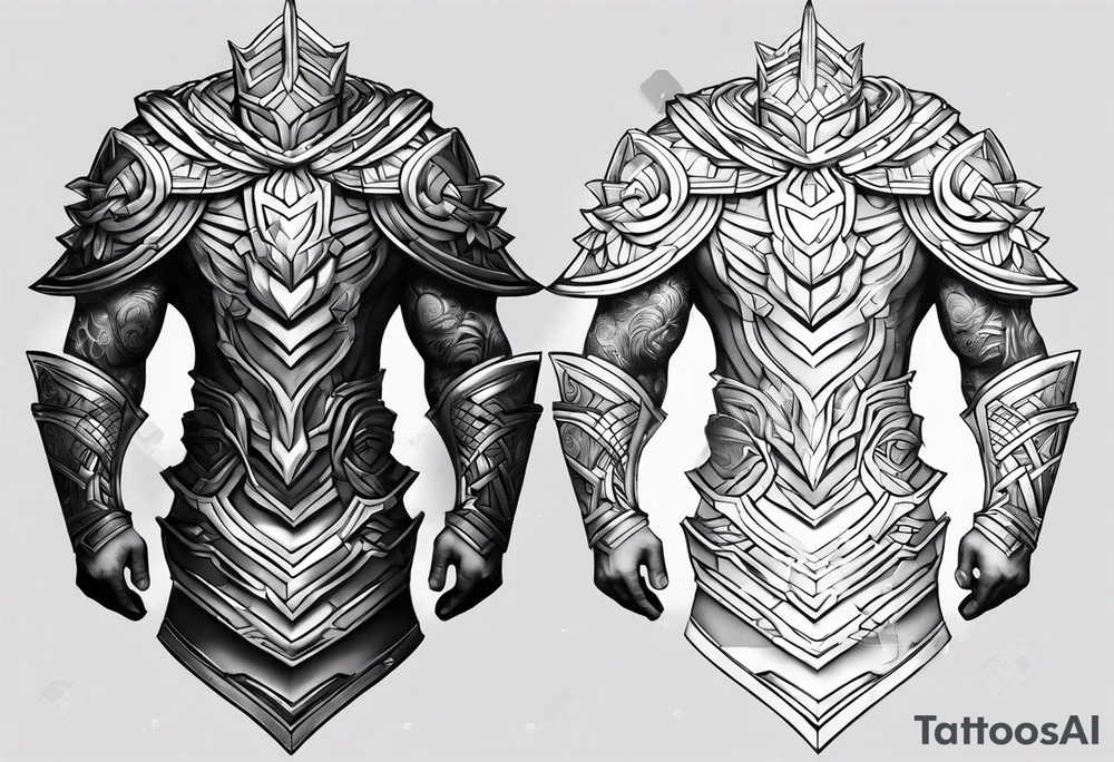 Shin armor men tattoo idea