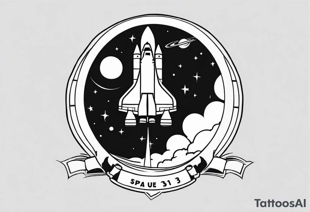 space shuttle mission sts-131 mission patch tattoo with a space shuttle launch being watched by a little girl included tattoo idea