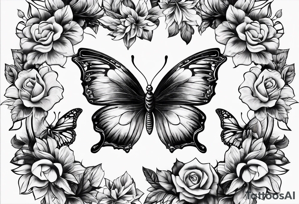 Butterflies with fire tattoo idea