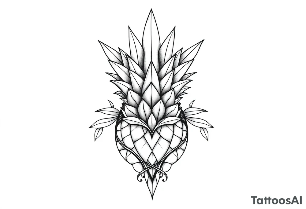 Bushy crown pineapple vagina,  design to go over vagina , erotic vagina  area design, anus to be at the bottom tattoo idea