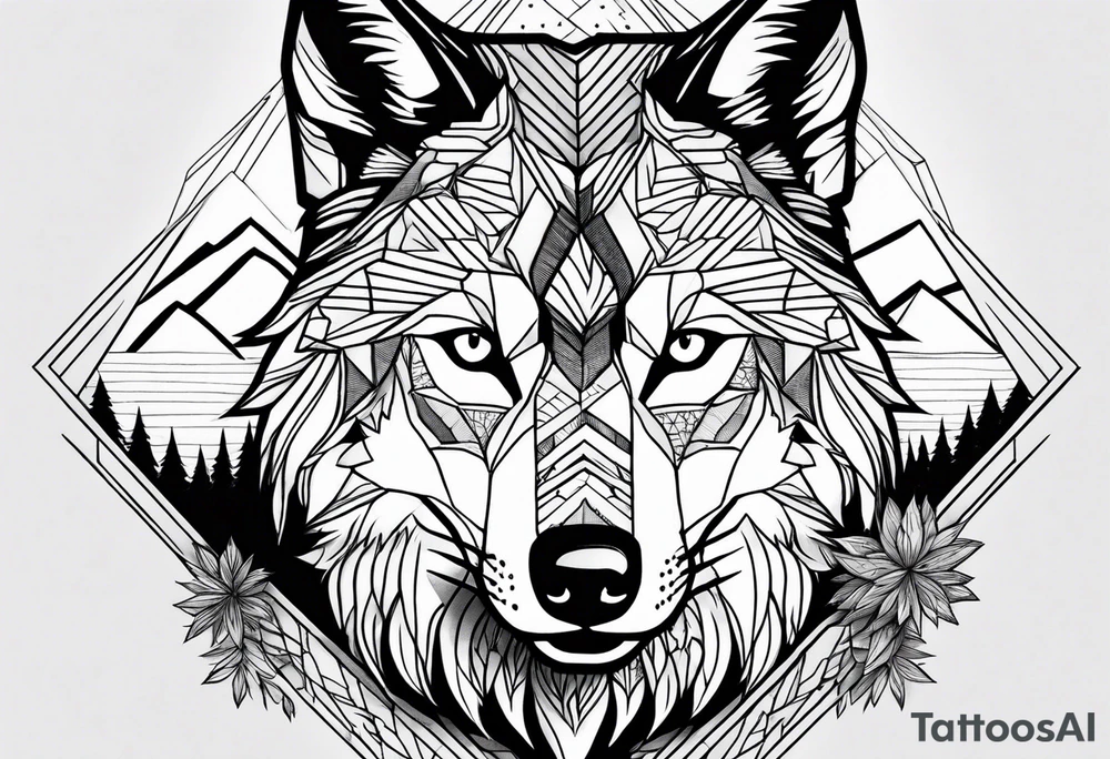 Mountains, wolf in it tattoo idea