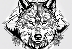 Mountains, wolf in it tattoo idea