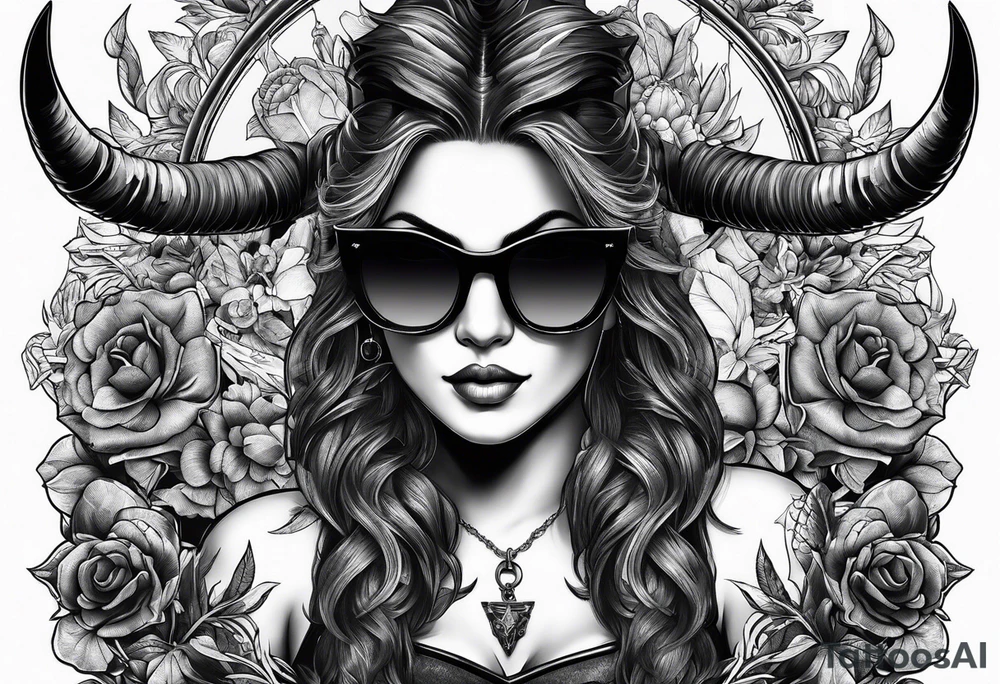 capricorn with sunglasses and a gun tattoo idea