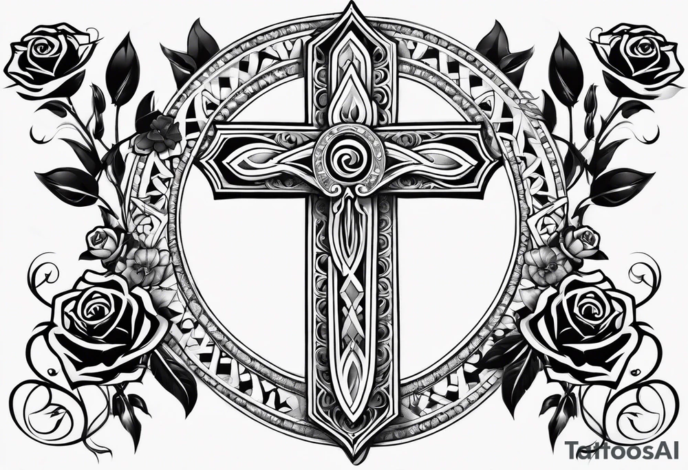 ankh with roses tattoo idea