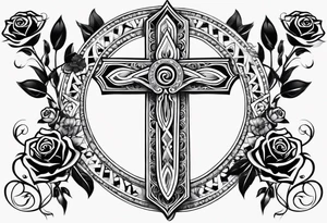 ankh with roses tattoo idea