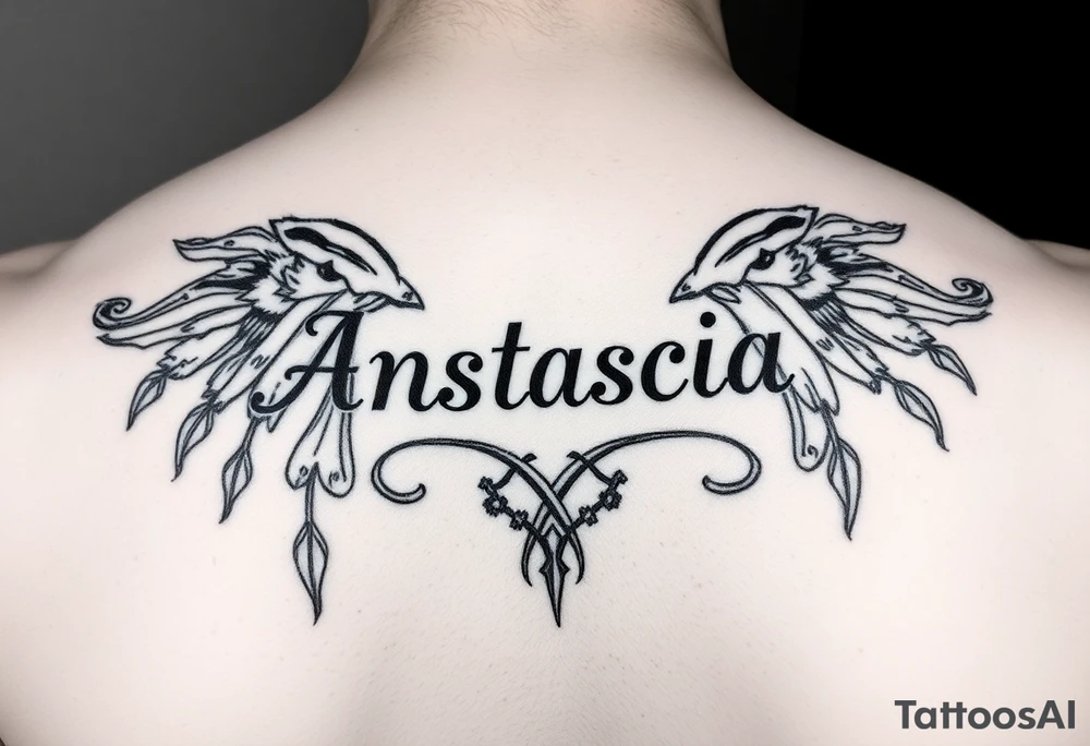 Anastacia in old English.
Long beach California roots
Bi sexual daughter tattoo idea