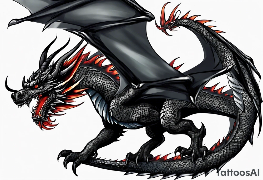 Black dragon. 4th Wing. tattoo idea