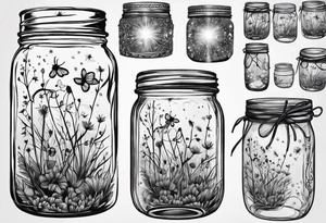 Mason jar with fireflies tattoo idea