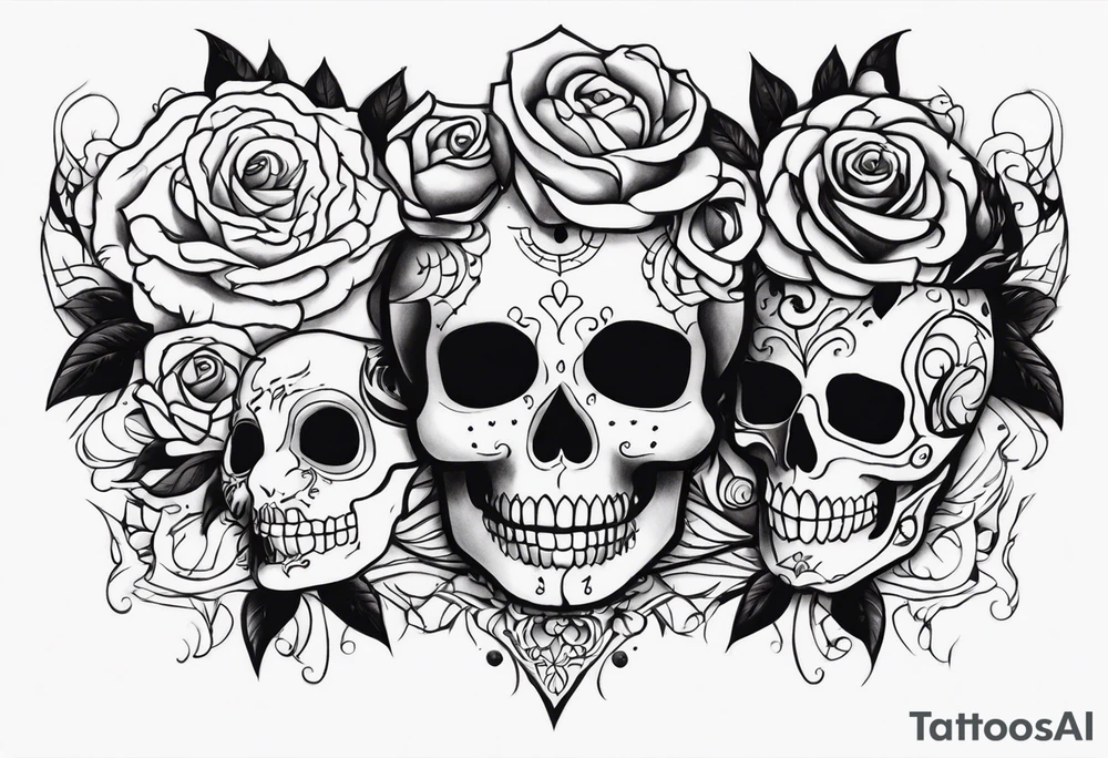 Faces rosas caveira tattoo idea