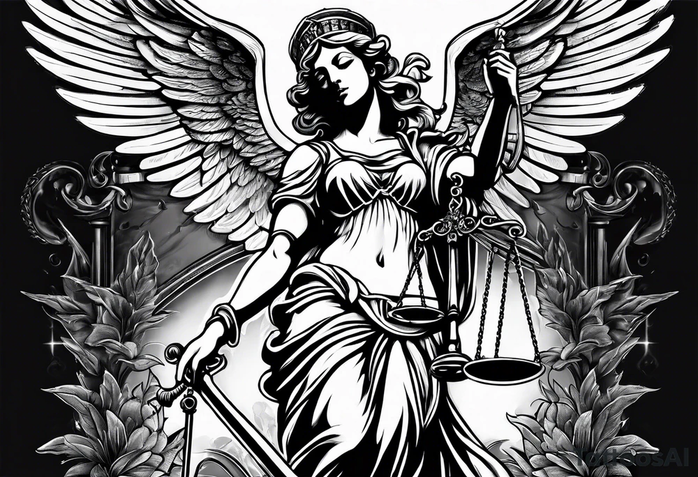 lady justice with wing tattoo idea