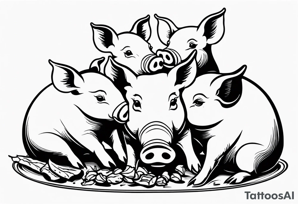 pigs  eating bacon tattoo idea