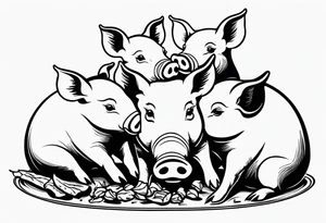 pigs  eating bacon tattoo idea