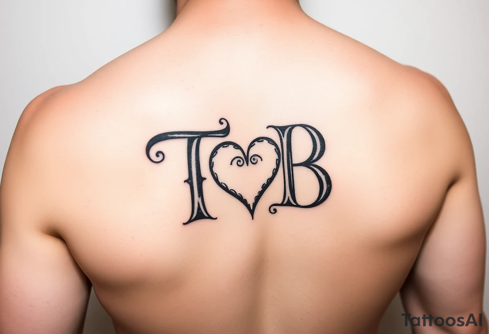 The letters TB with a heart in B remembrance B of my grandmother tattoo idea