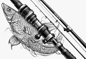 Fishing pole with memorium of a friend tattoo idea