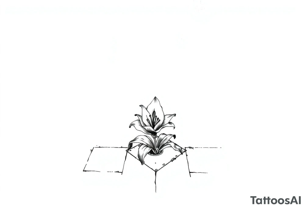 bathroom floor with lily coming up out of tile floor tattoo idea