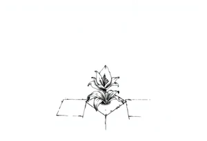 bathroom floor with lily coming up out of tile floor tattoo idea