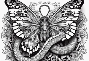 Butterflies surrounding a snake tattoo idea