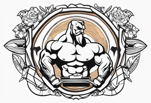 Simple design with elements linked to bodybuilding  travel and freedom tattoo idea