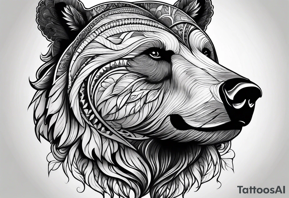 Bear face tattoo idea