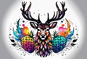 stag featuring colours of the universe and galaxies and pineapples in amsterdam tattoo idea