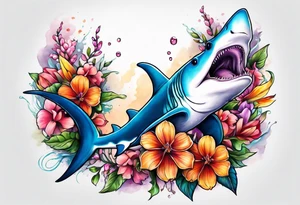 Hammerhead  with flowers tattoo idea