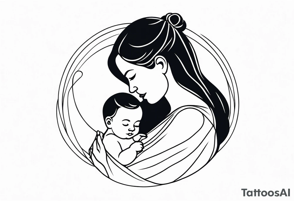 Mother holding baby miscarriage tattoo idea