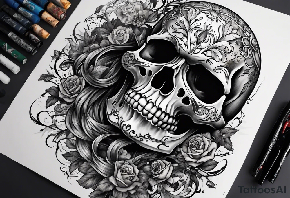 skeleton running from the world tattoo idea