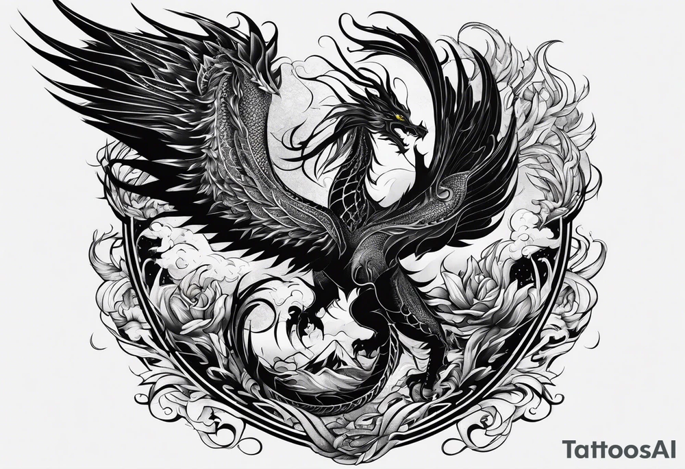 phoenix and dragon tattoo idea