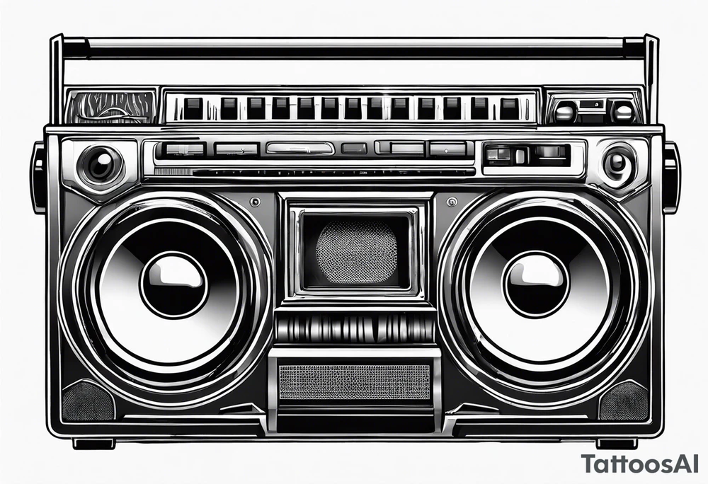A boombox in fineline very minimalistic tattoo idea
