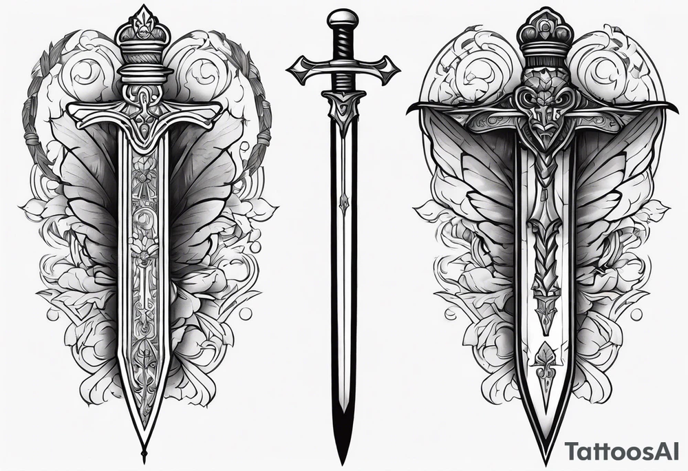 Sword going in to cicada sleeve tattoo idea