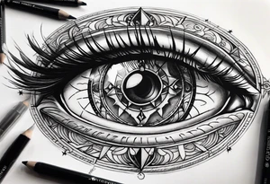 Eyes in the middle of a compass tattoo idea