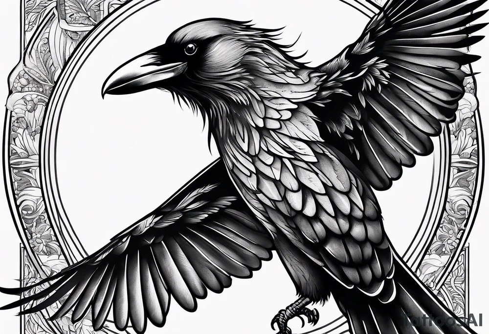 crow with open wings tattoo idea