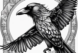 crow with open wings tattoo idea