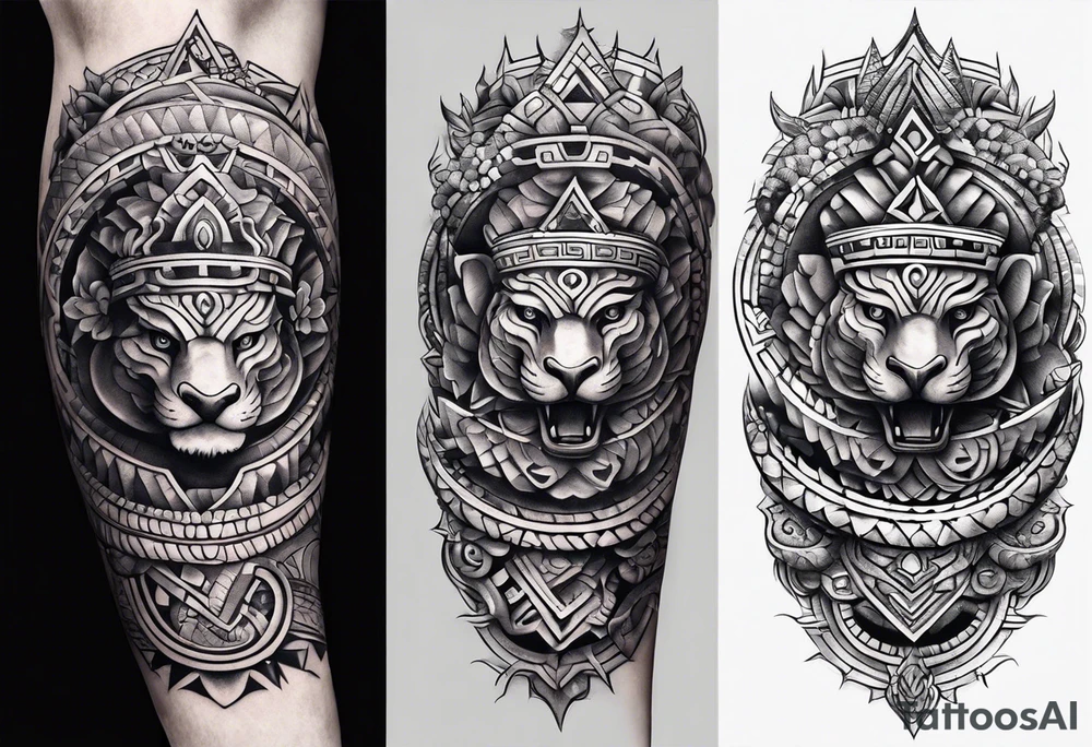 aztec snake sleeve tattoo idea