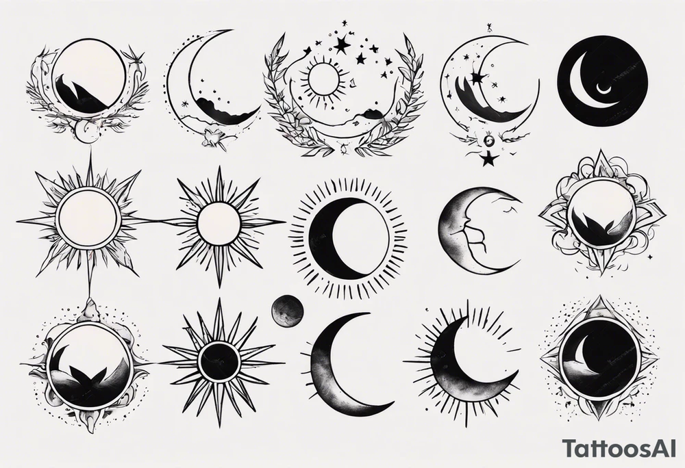 Sonne Mond minimalistisch tattoo idea
