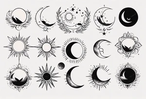 Sonne Mond minimalistisch tattoo idea