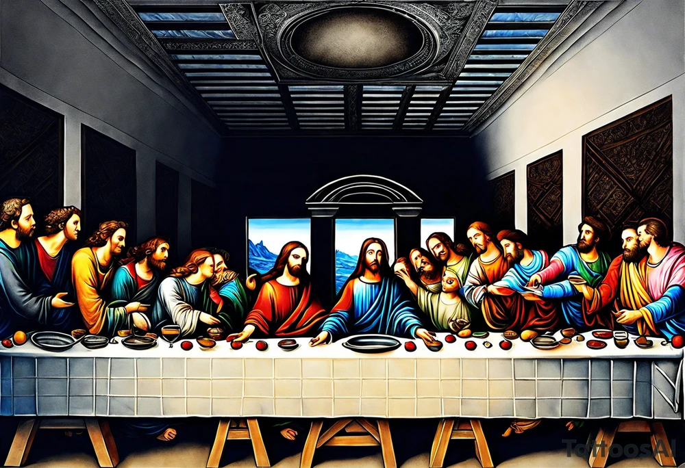 The last supper by davinci made out of astronauts tattoo idea