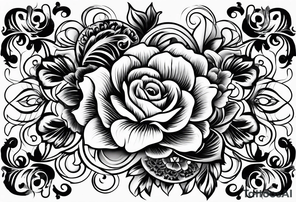 ornaments of flowers tattoo idea