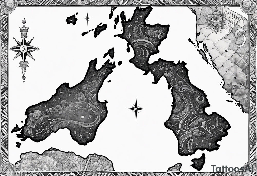 New Zealand map tattoo idea