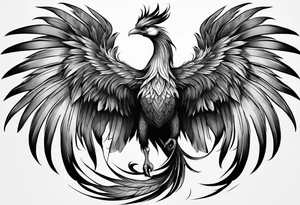 asian elegant long feathered phoenix
with a long neck, with short wings tattoo idea