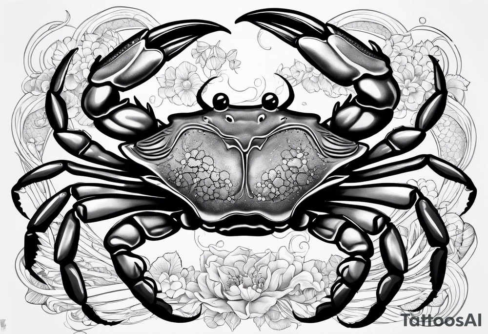 Crabs en blanco en negro con numero 69 tattoo idea