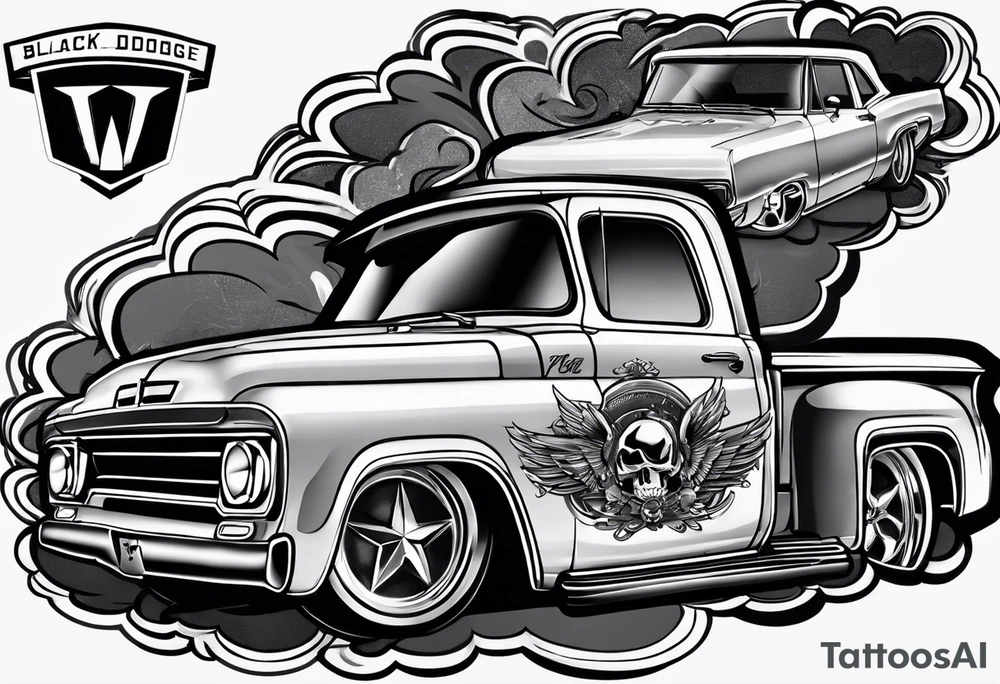 2020 Black Dodge chalenger tattoo idea