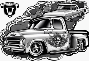 2020 Black Dodge chalenger tattoo idea