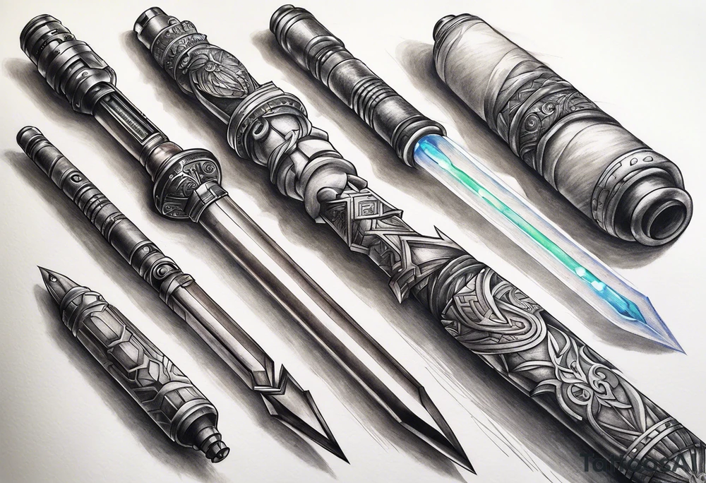 elder wand, sonic screwdriver, lightsaber, sword tattoo idea