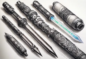 elder wand, sonic screwdriver, lightsaber, sword tattoo idea